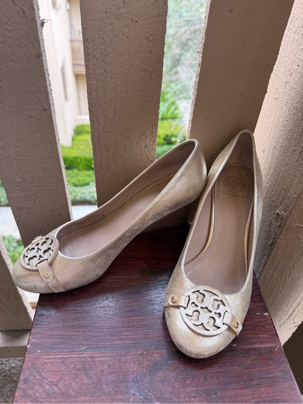 Tory Burch Gold Metallic Mini Miller Wedge